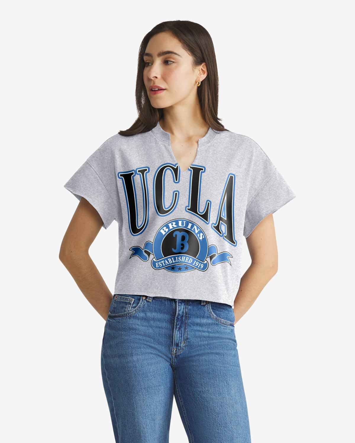 UCLA BRUINS BANNERS OUT '47 OVERSIZED NOTCH NECK TEE WOMENS