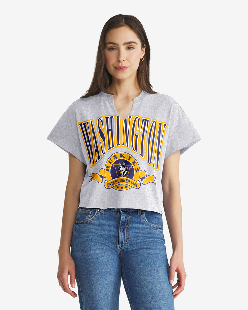 WASHINGTON HUSKIES VINTAGE BANNERS OUT '47 OVERSIZED NOTCH NECK TEE WOMENS