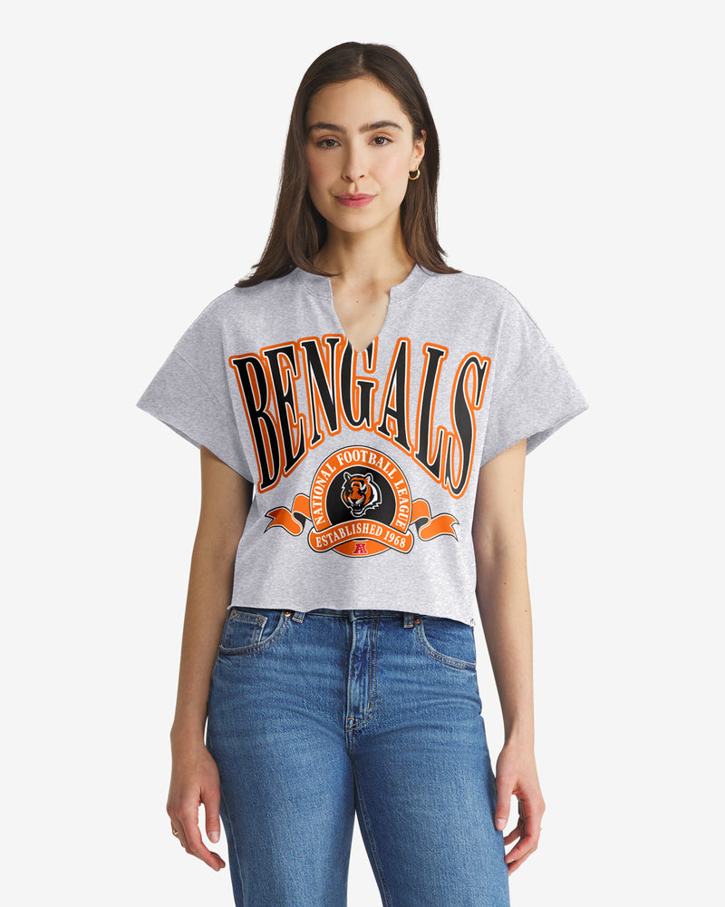 CINCINNATI BENGALS BANNERS OUT '47 OVERSIZED NOTCH NECK TEE WOMENS