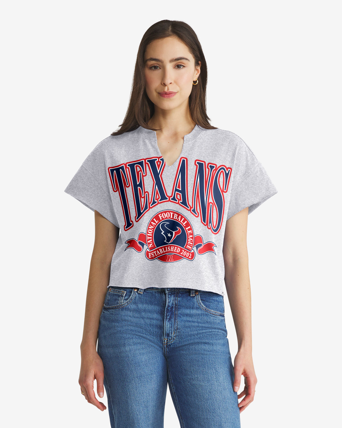 HOUSTON TEXANS BANNERS OUT '47 OVERSIZED NOTCH NECK TEE WOMENS