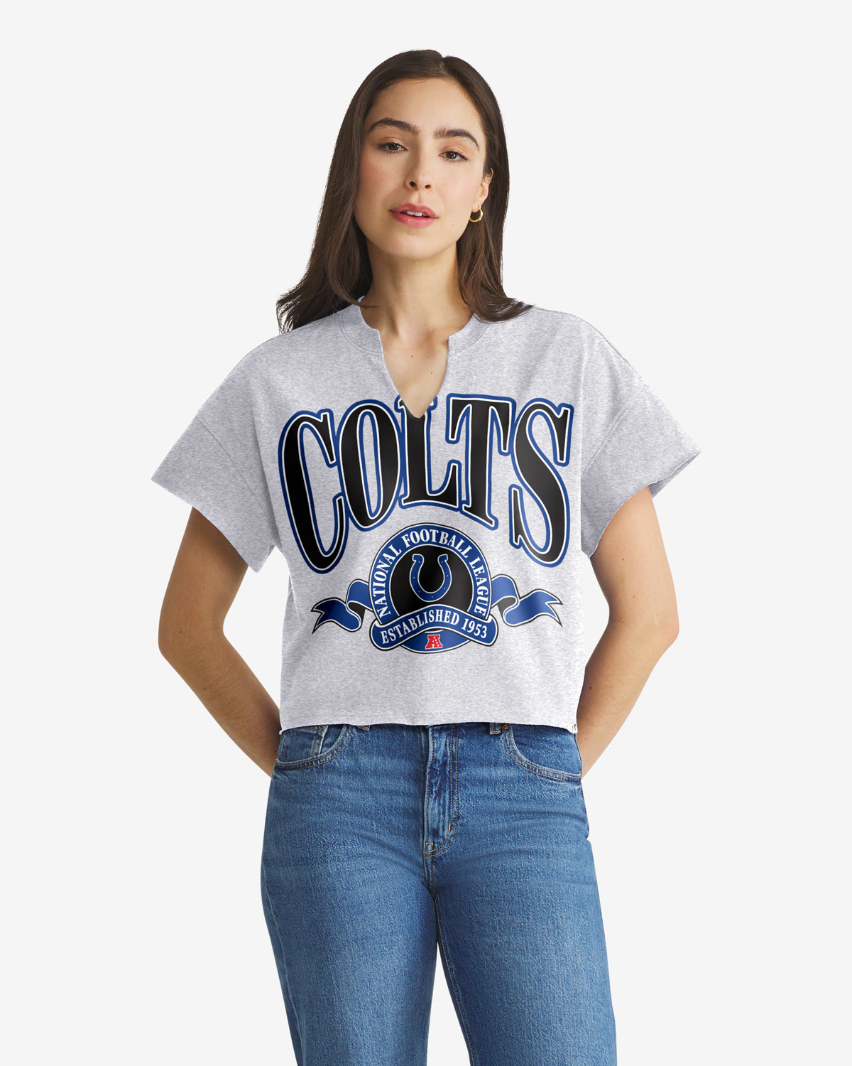 INDIANAPOLIS COLTS BANNERS OUT '47 OVERSIZED NOTCH NECK TEE WOMENS