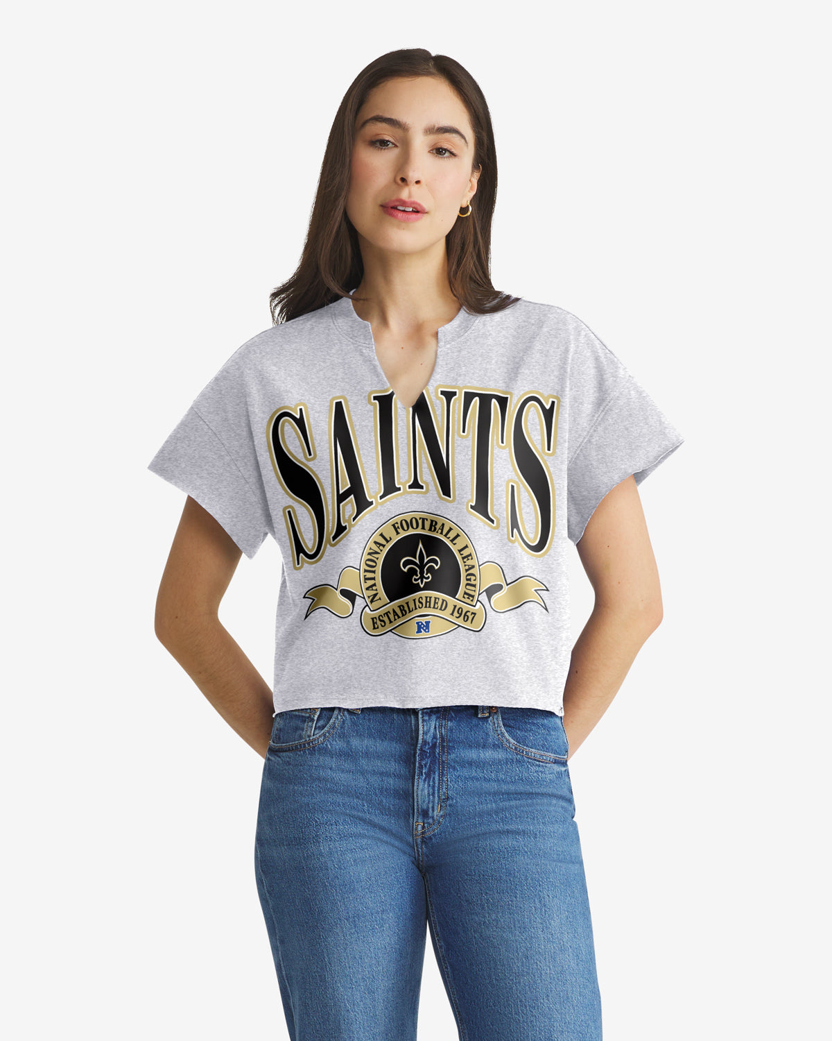 NEW ORLEANS SAINTS BANNERS OUT '47 OVERSIZED NOTCH NECK TEE WOMENS