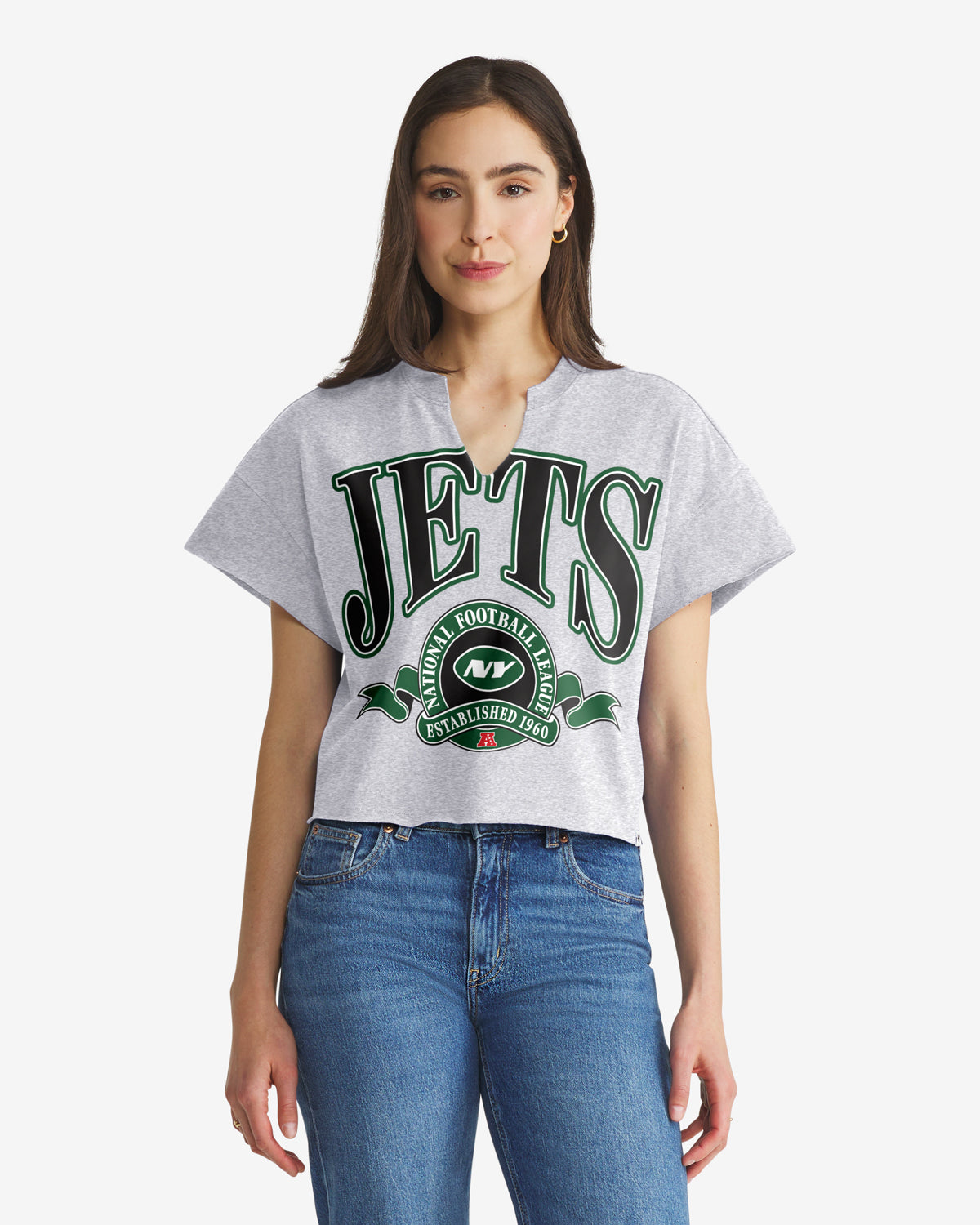 NEW YORK JETS BANNERS OUT '47 OVERSIZED NOTCH NECK TEE WOMENS