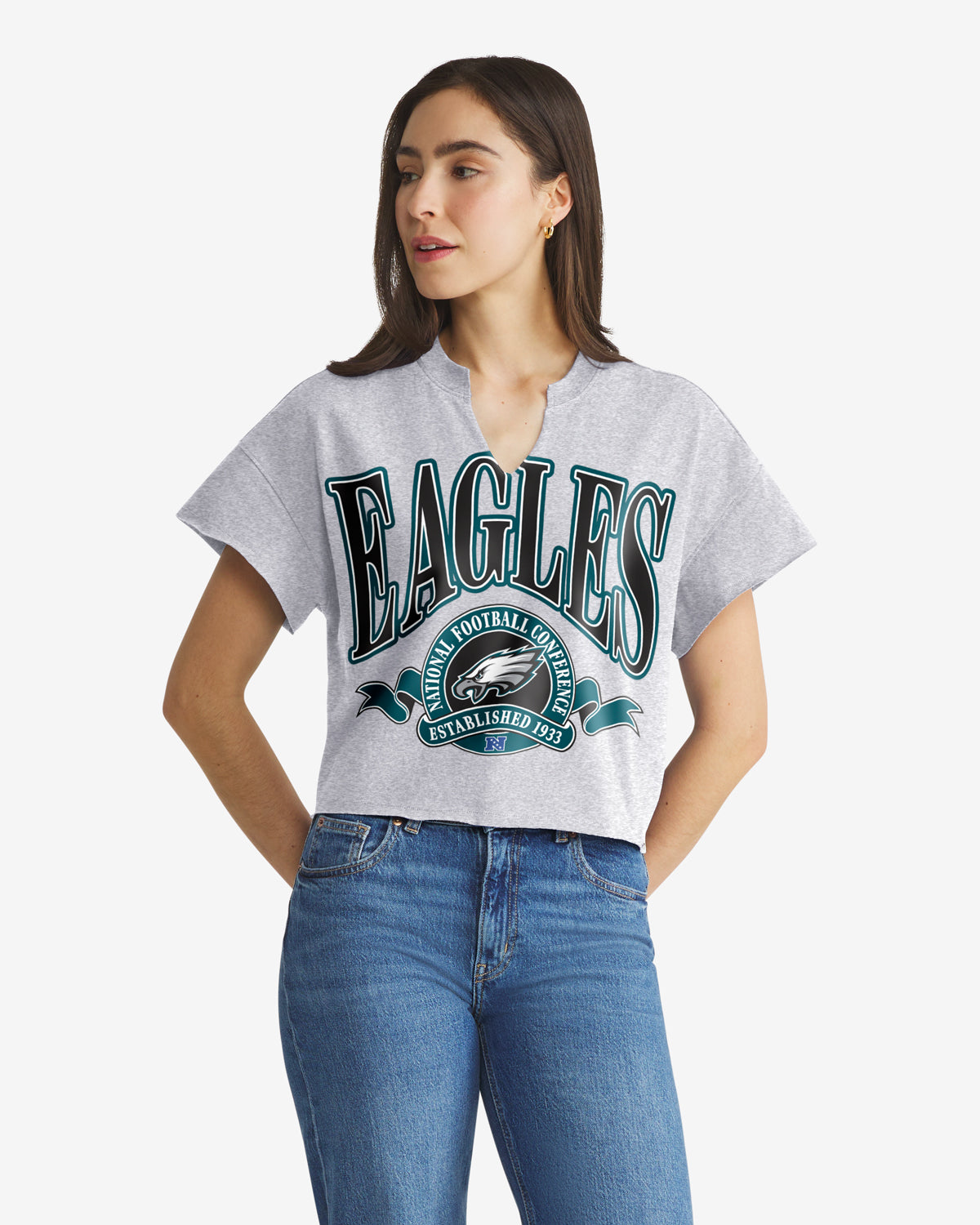 PHILADELPHIA EAGLES BANNERS OUT '47 OVERSIZED NOTCH NECK TEE WOMENS
