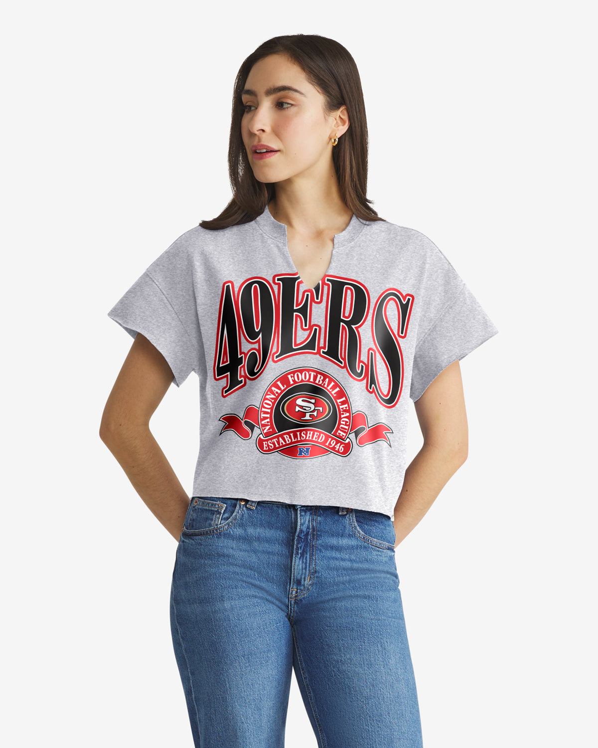 SAN FRANCISCO 49ERS BANNERS OUT '47 OVERSIZED NOTCH NECK TEE WOMENS