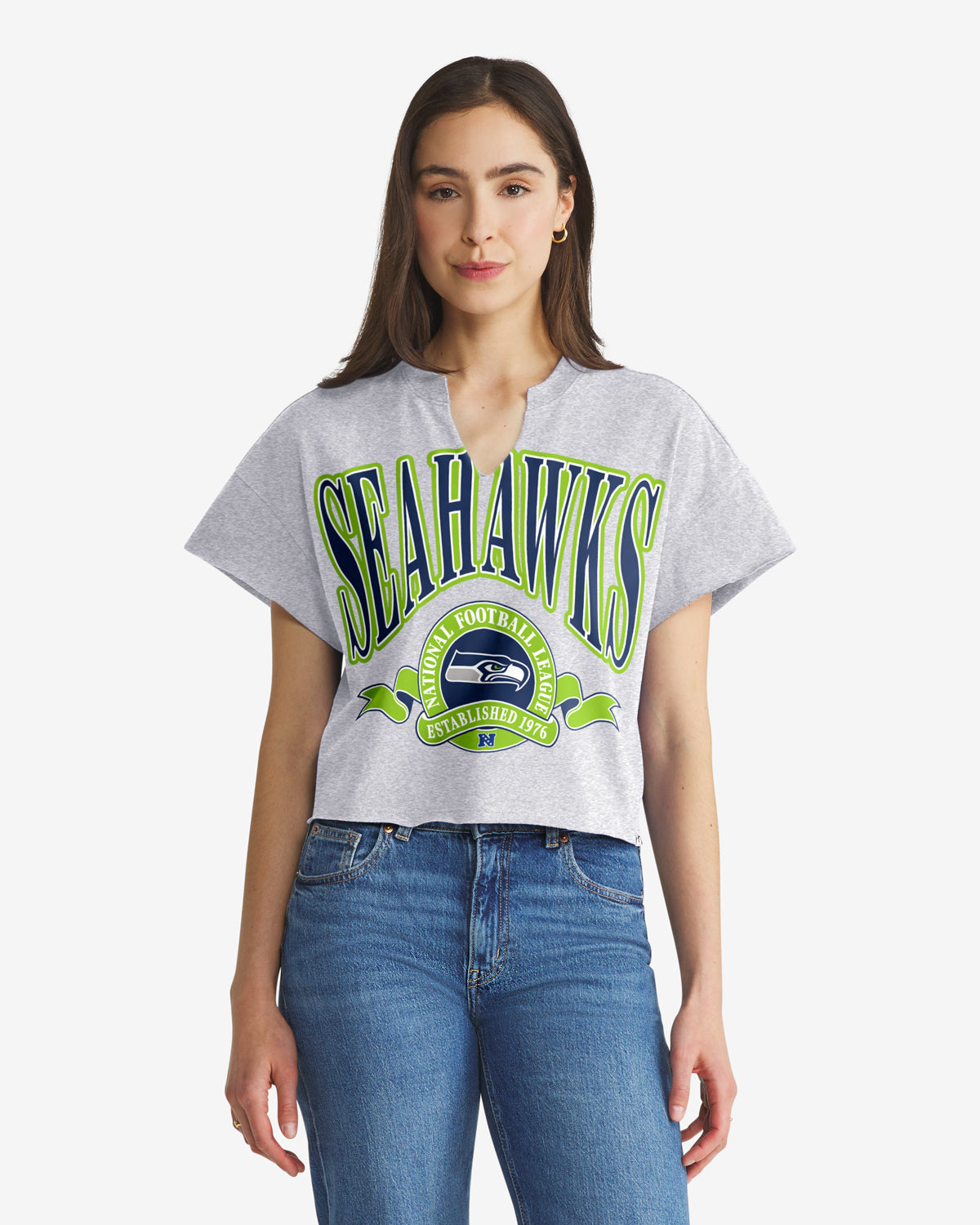SEATTLE SEAHAWKS BANNERS OUT '47 OVERSIZED NOTCH NECK TEE WOMENS