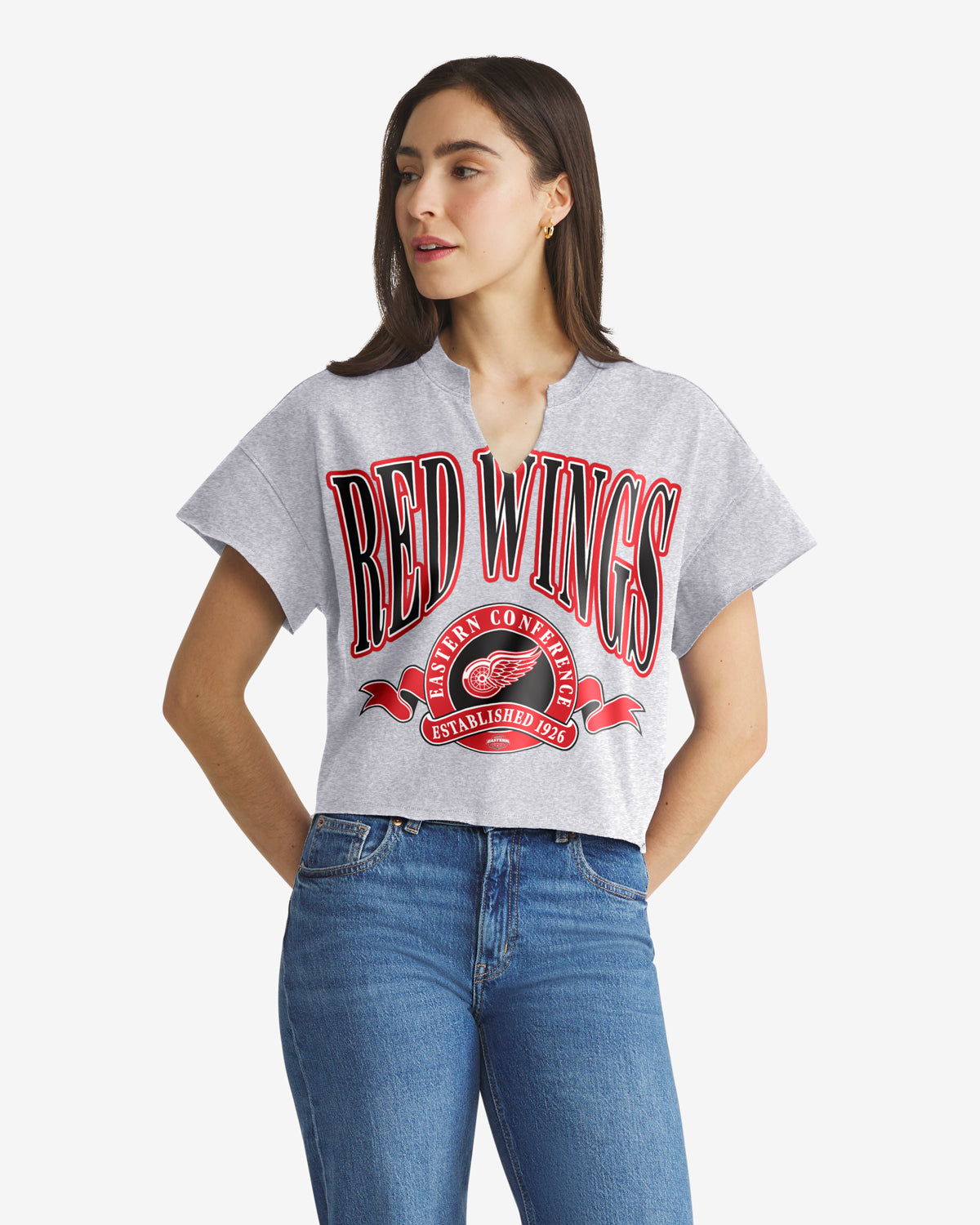 DETROIT RED WINGS BANNERS OUT '47 WOMEN'S OVERSIZED NOTCH NECK TEE