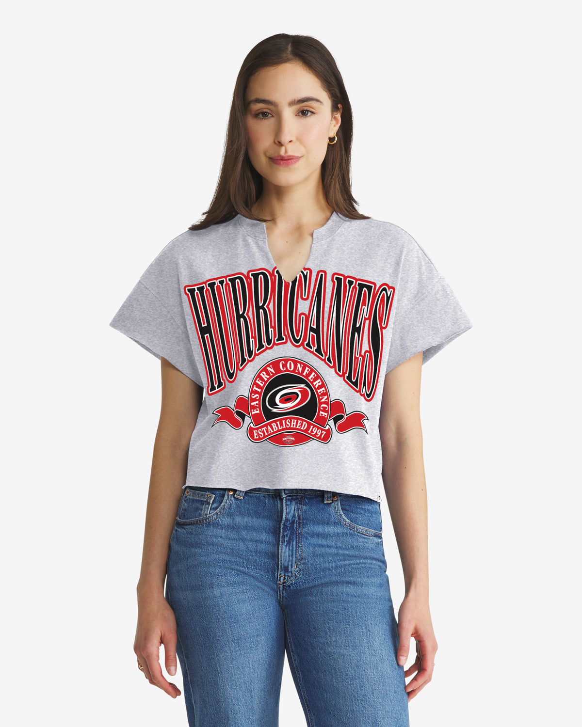 CAROLINA HURRICANES BANNERS OUT '47 WOMEN'S OVERSIZED NOTCH NECK TEE