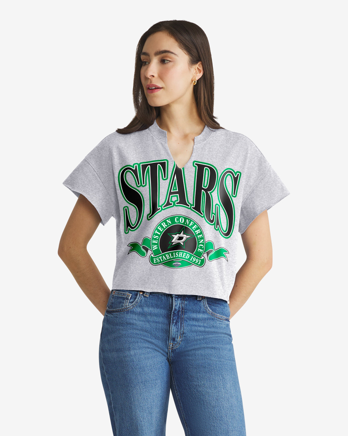 DALLAS STARS BANNERS OUT '47 WOMEN'S OVERSIZED NOTCH NECK TEE
