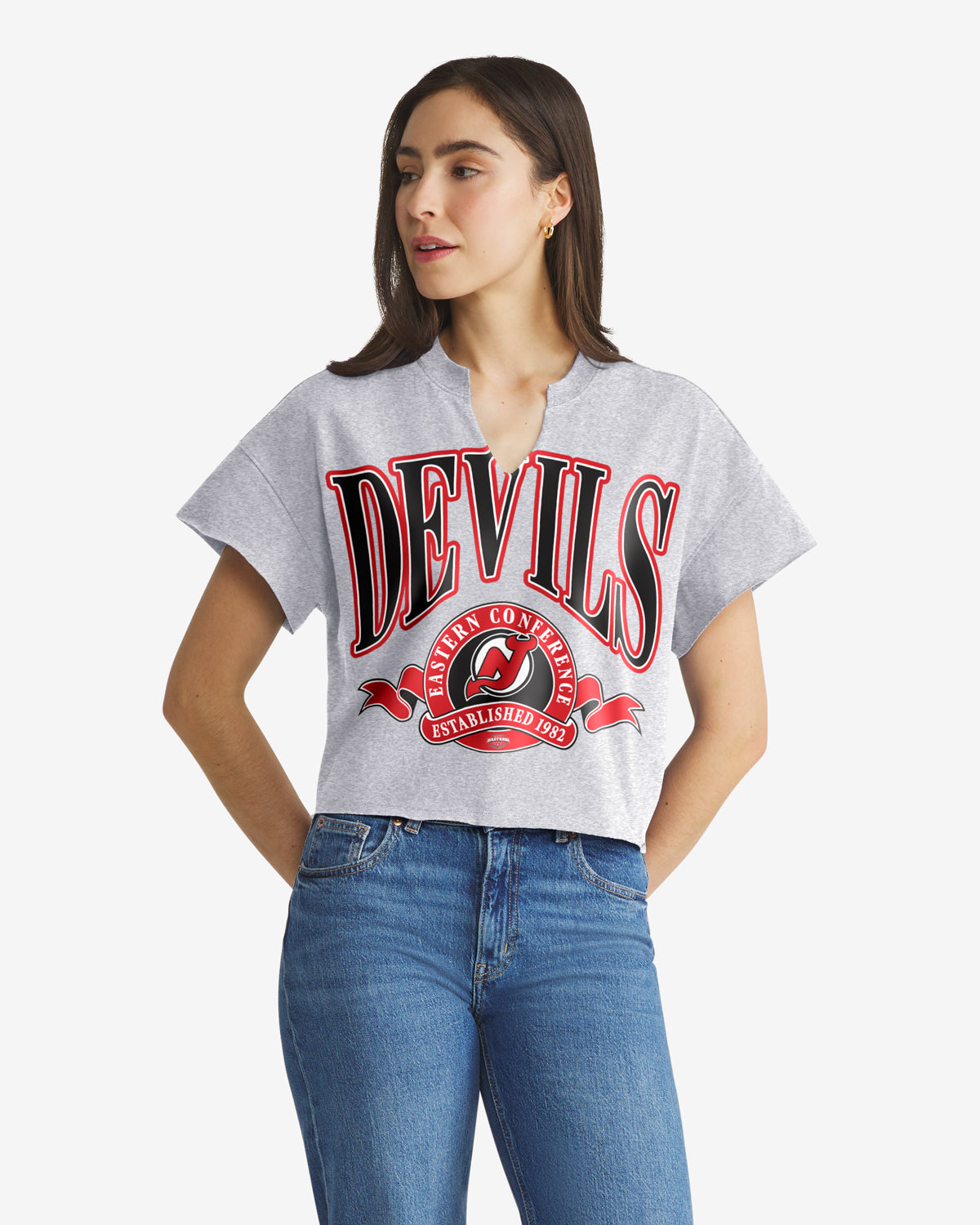 NEW JERSEY DEVILS BANNERS OUT '47 WOMEN'S OVERSIZED NOTCH NECK TEE
