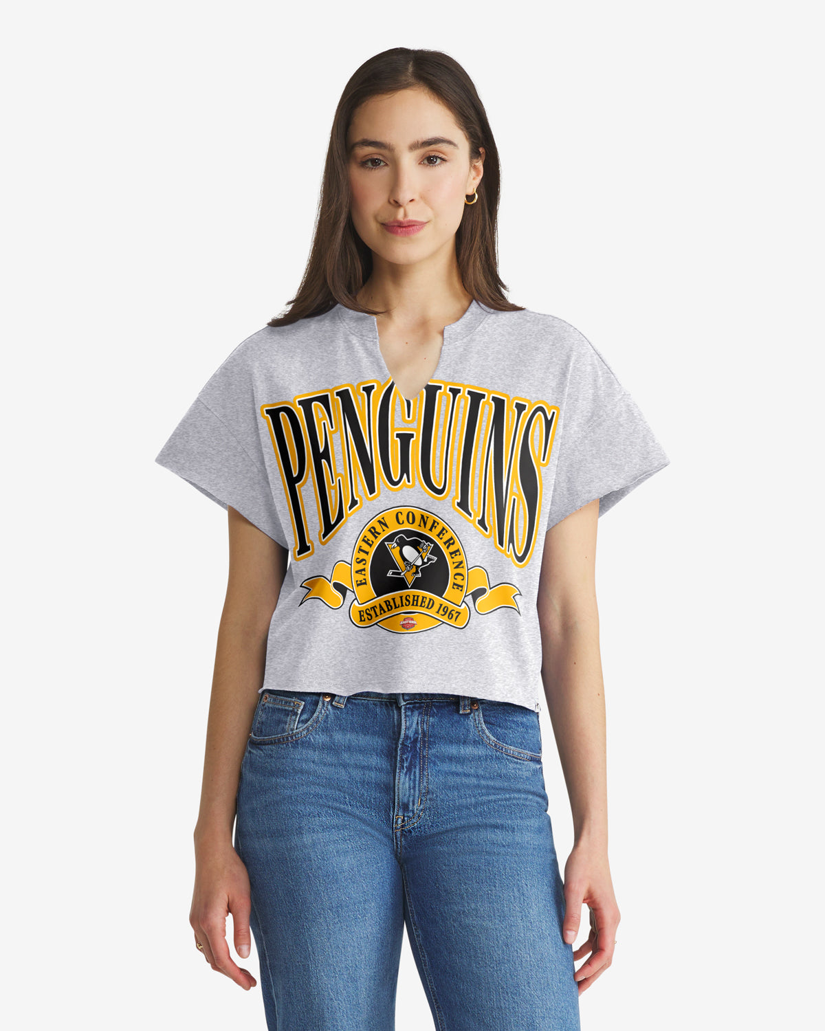 PITTSBURGH PENGUINS BANNERS OUT '47 WOMEN'S OVERSIZED NOTCH NECK TEE