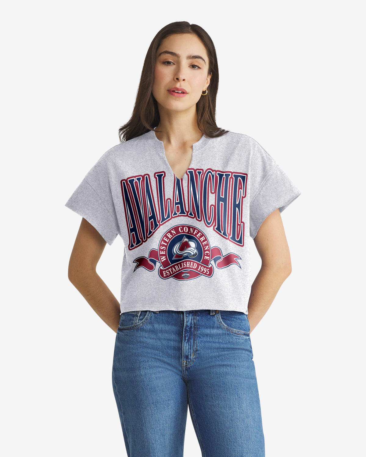 COLORADO AVALANCHE BANNERS OUT '47 WOMEN'S OVERSIZED NOTCH NECK TEE