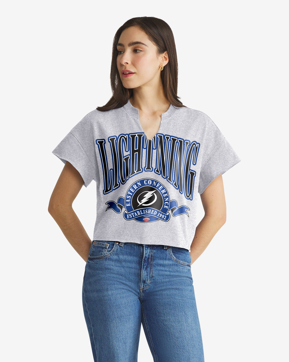 TAMPA BAY LIGHTNING BANNERS OUT '47 WOMEN'S OVERSIZED NOTCH NECK TEE