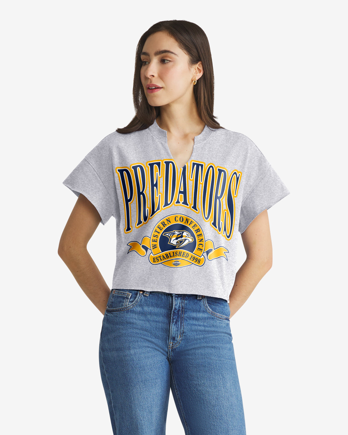 NASHVILLE PREDATORS BANNERS OUT '47 WOMEN'S OVERSIZED NOTCH NECK TEE