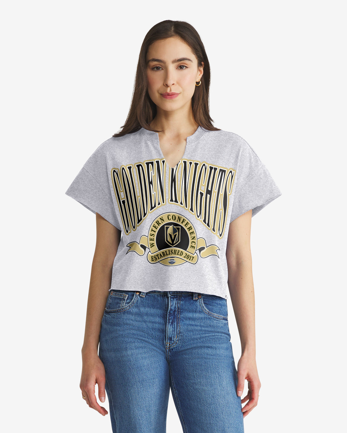 VEGAS GOLDEN KNIGHTS BANNERS OUT '47 WOMEN'S OVERSIZED NOTCH NECK TEE