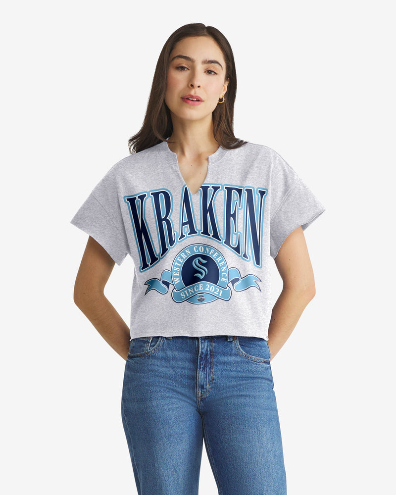 SEATTLE KRAKEN BANNERS OUT '47 WOMEN'S OVERSIZED NOTCH NECK TEE