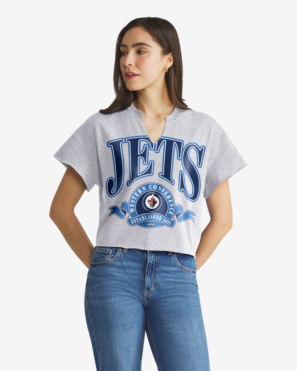 WINNIPEG JETS BANNERS OUT '47 WOMEN'S OVERSIZED NOTCH NECK TEE