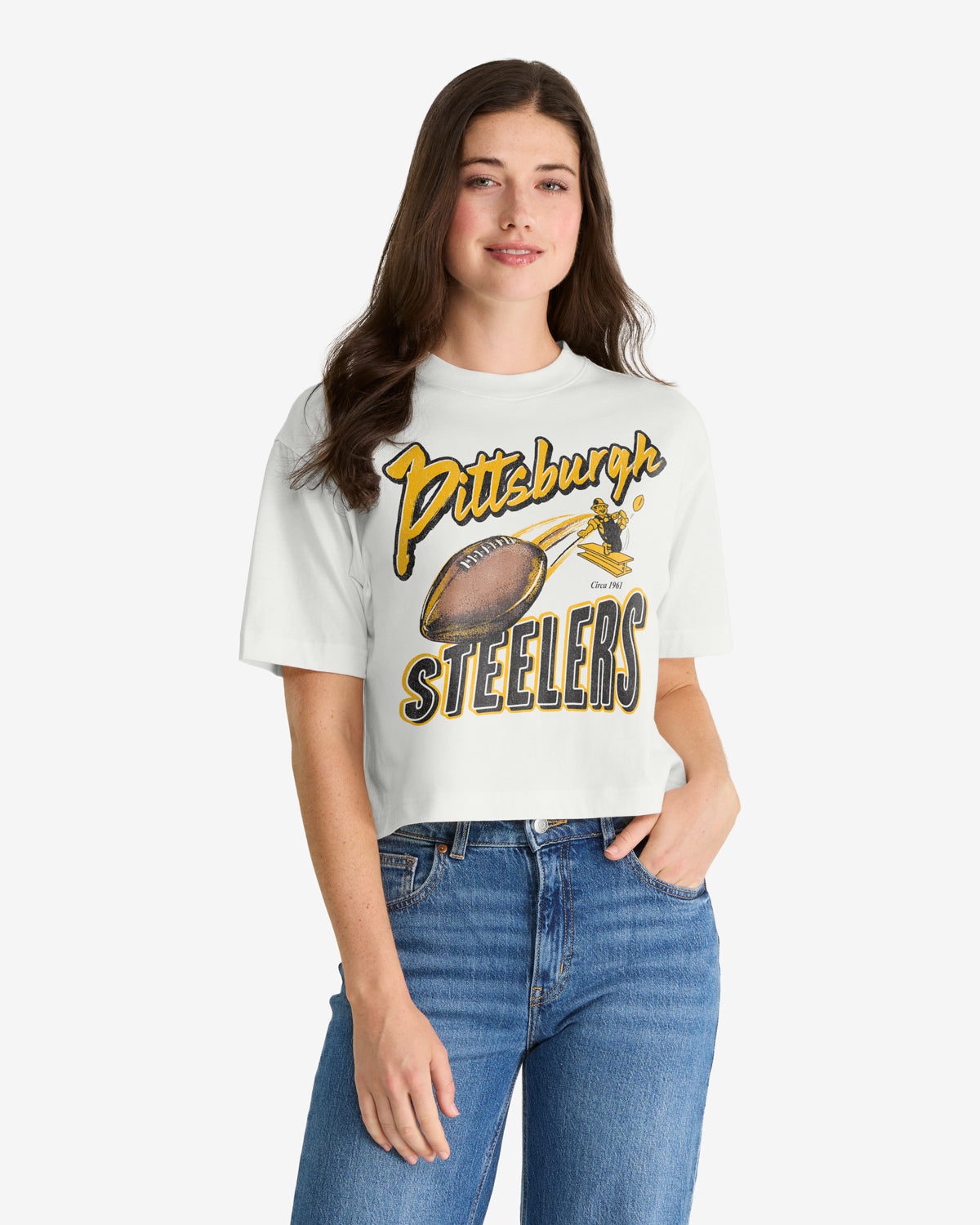 PITTSBURGH STEELERS HISTORIC DIME TIME '47 REED CITY TEE WOMENS