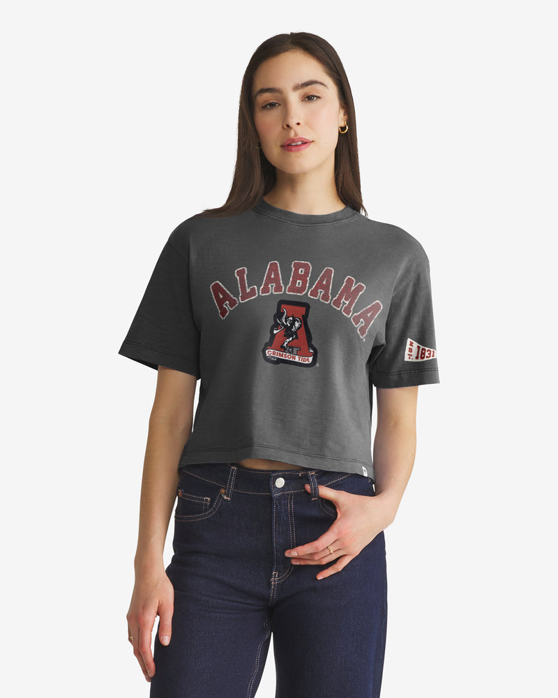 ALABAMA CRIMSON TIDE VINTAGE ELMORE WELL WORN '47 HEAVY SLUB TEE WOMENS