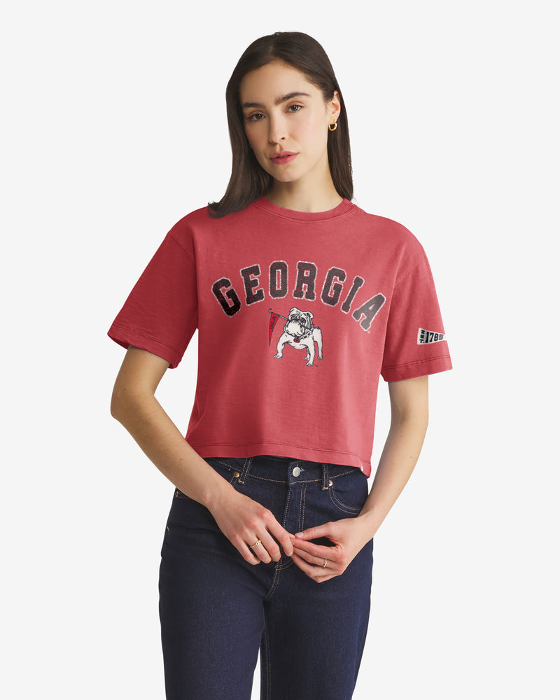 GEORGIA BULLDOGS VINTAGE ELMORE WELL WORN '47 HEAVY SLUB TEE WOMENS