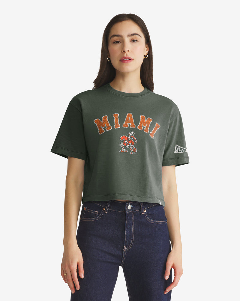 MIAMI HURRICANES VINTAGE ELMORE WELL WORN '47 HEAVY SLUB TEE WOMENS