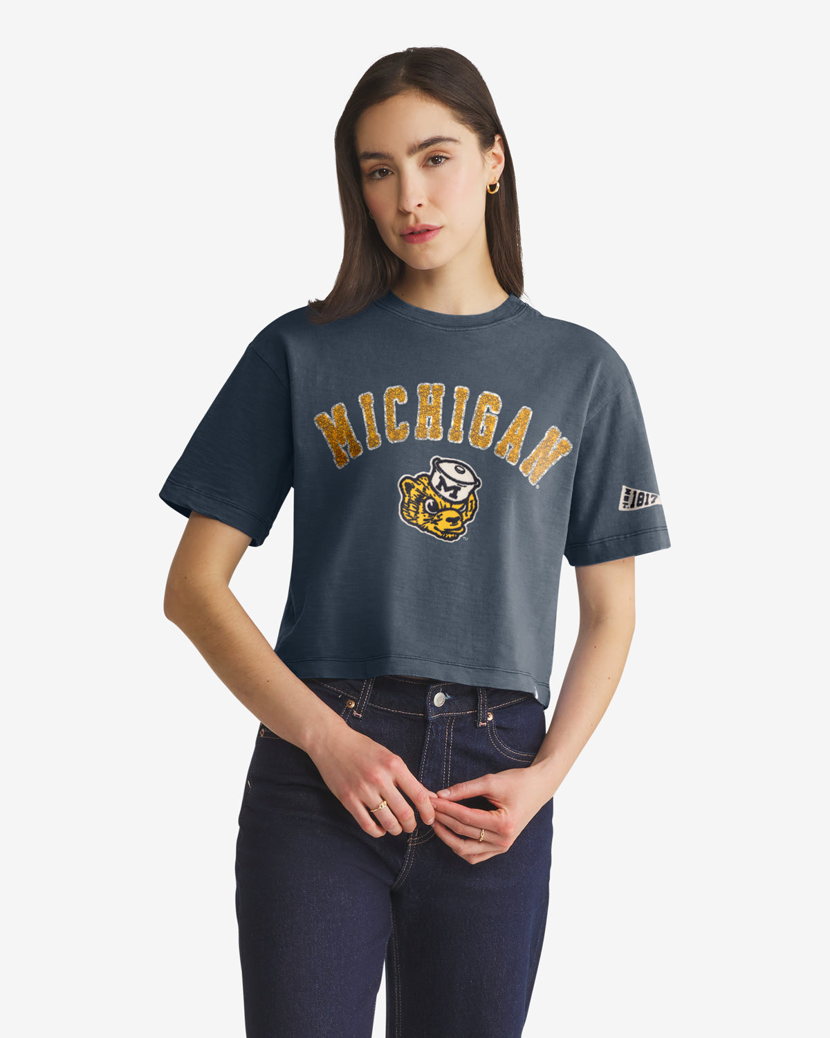 MICHIGAN WOLVERINES VINTAGE ELMORE WELL WORN '47 HEAVY SLUB TEE WOMENS