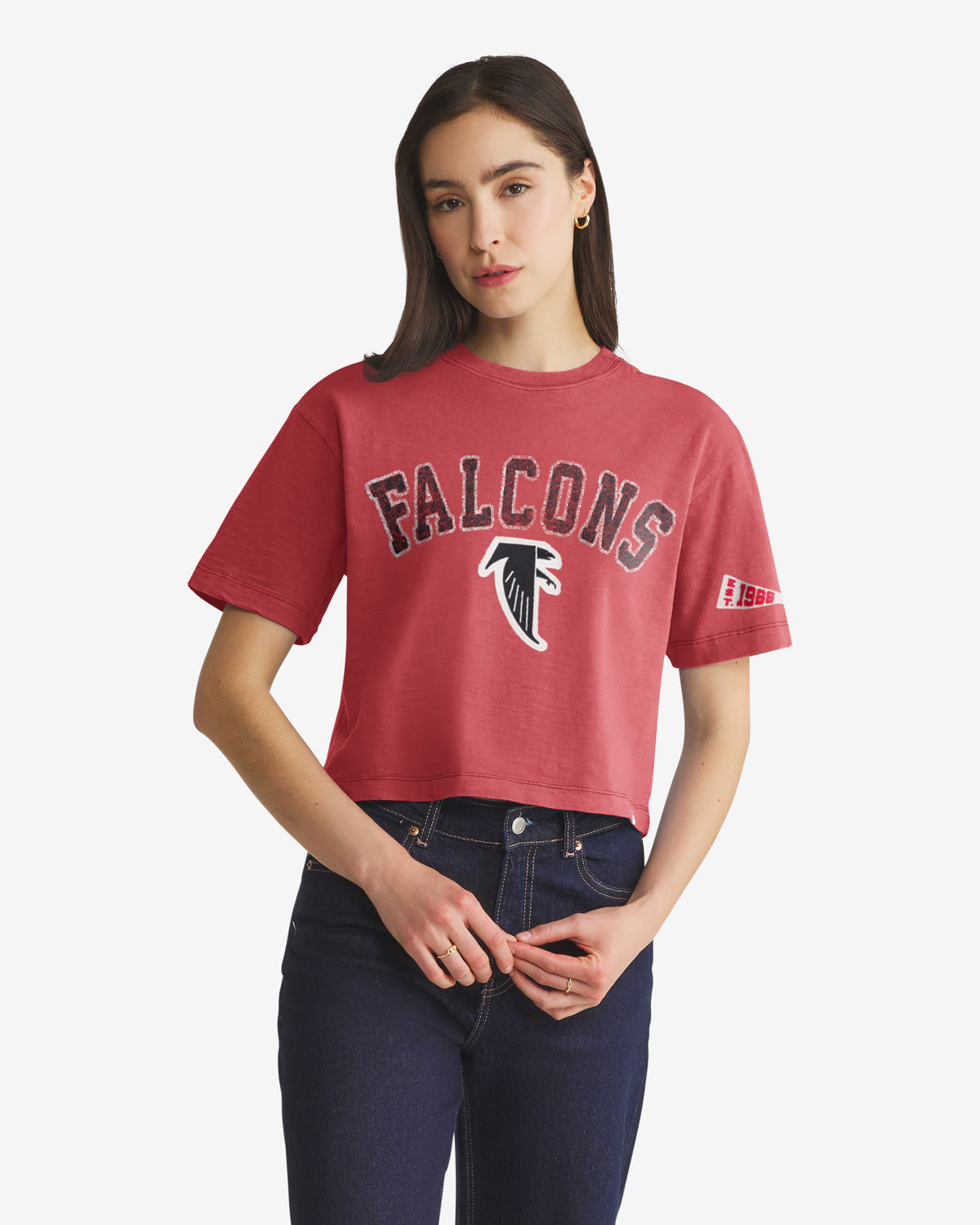 ATLANTA FALCONS HISTORIC ELMORE WELL WORN '47 HEAVY SLUB TEE WOMENS