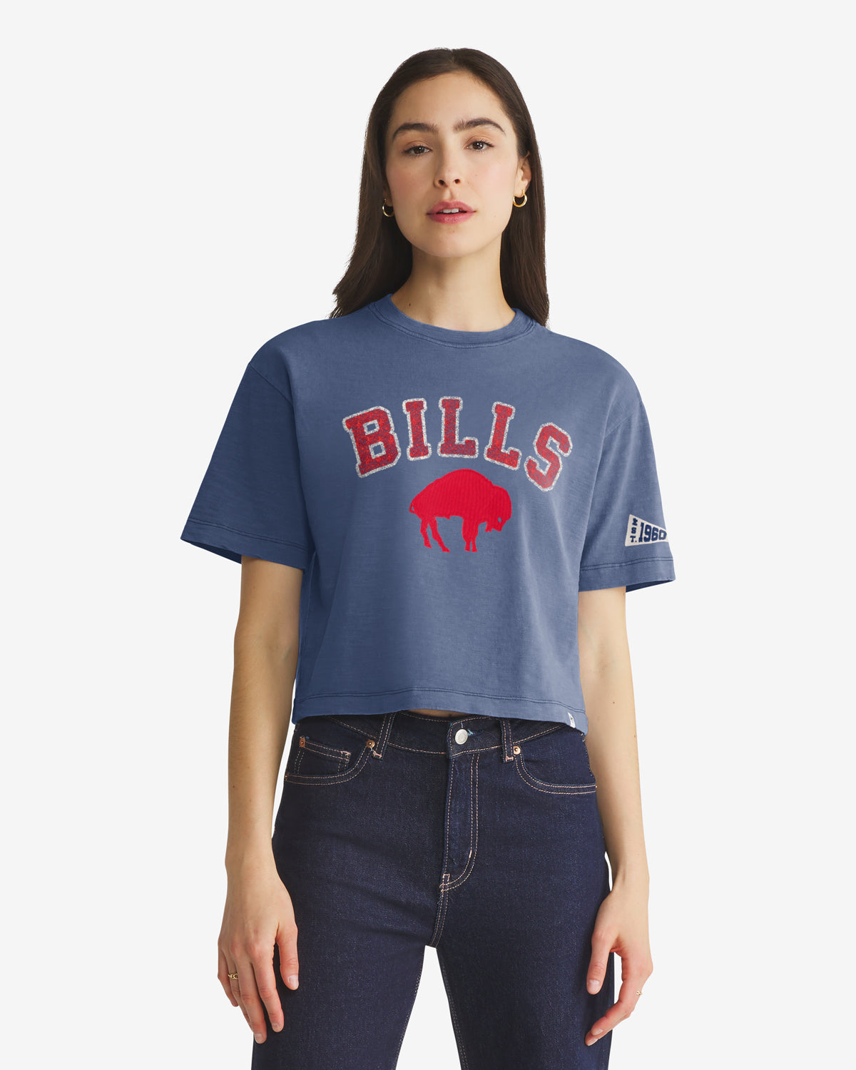 BUFFALO BILLS HISTORIC ELMORE WELL WORN '47 HEAVY SLUB TEE WOMENS