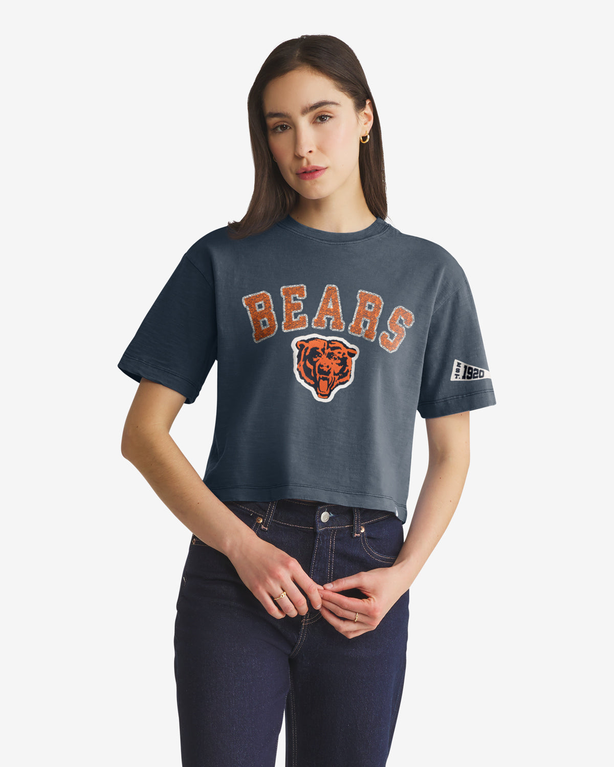 CHICAGO BEARS HISTORIC ELMORE WELL WORN '47 HEAVY SLUB TEE WOMENS