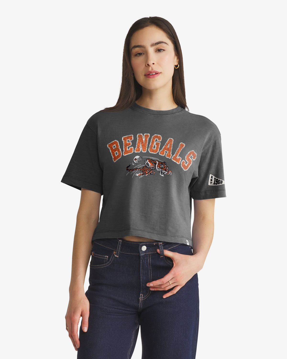 CINCINNATI BENGALS HISTORIC ELMORE WELL WORN '47 HEAVY SLUB TEE WOMENS