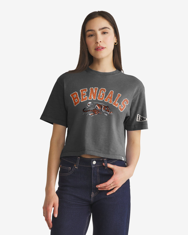 CINCINNATI BENGALS HISTORIC ELMORE WELL WORN '47 HEAVY SLUB TEE WOMENS