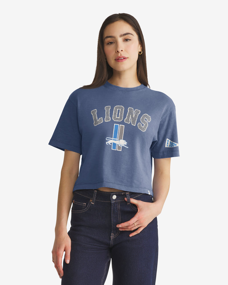 DETROIT LIONS HISTORIC ELMORE WELL WORN '47 HEAVY SLUB TEE WOMENS