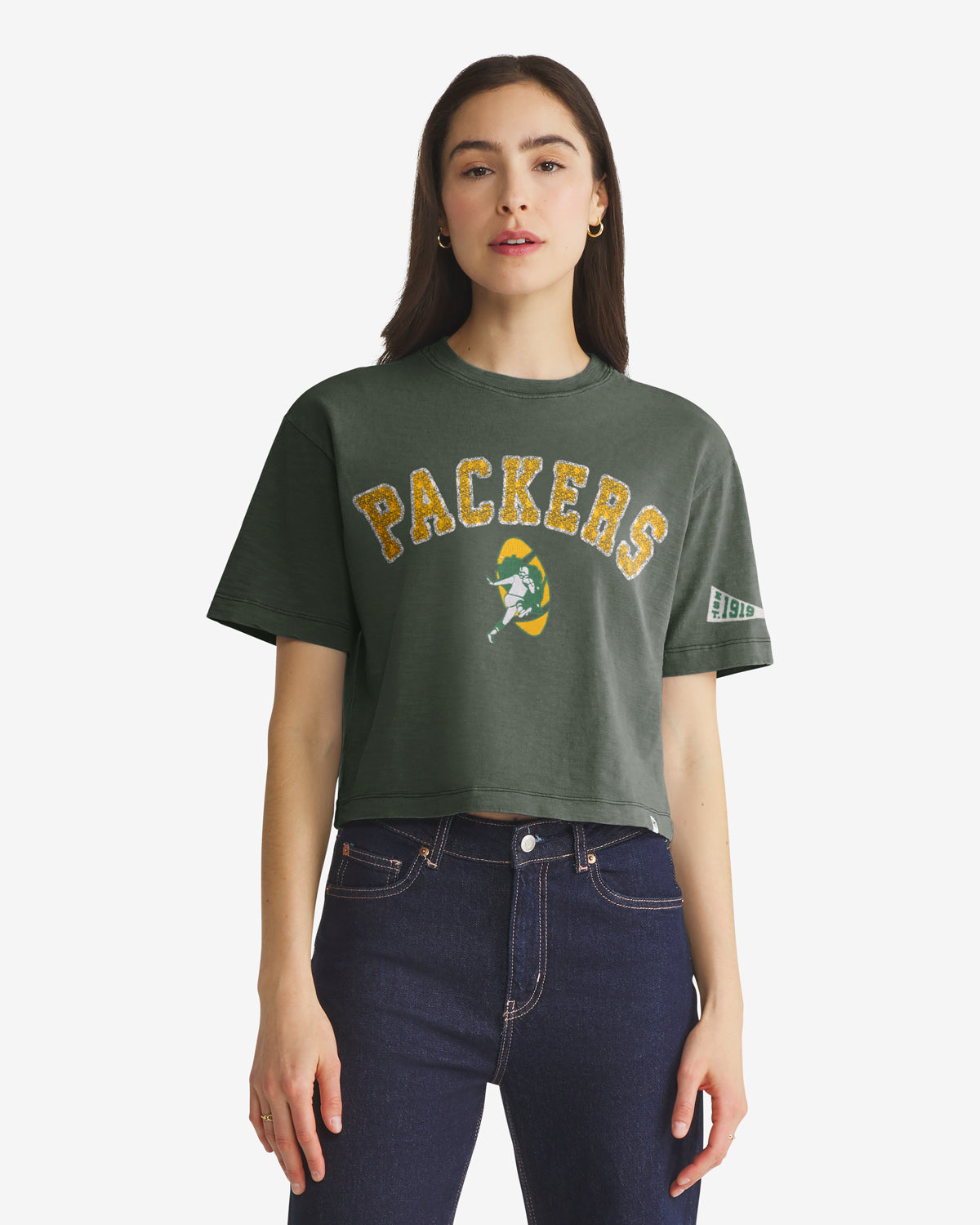 GREEN BAY PACKERS HISTORIC ELMORE WELL WORN '47 HEAVY SLUB TEE WOMENS