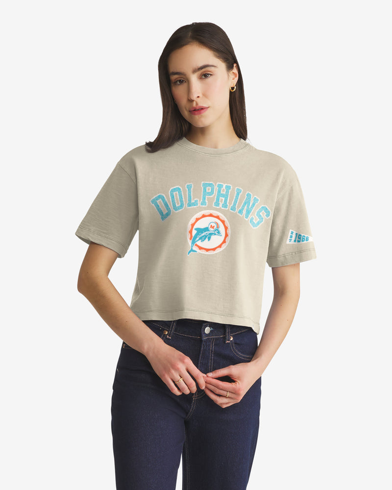 MIAMI DOLPHINS HISTORIC ELMORE WELL WORN '47 HEAVY SLUB TEE WOMENS