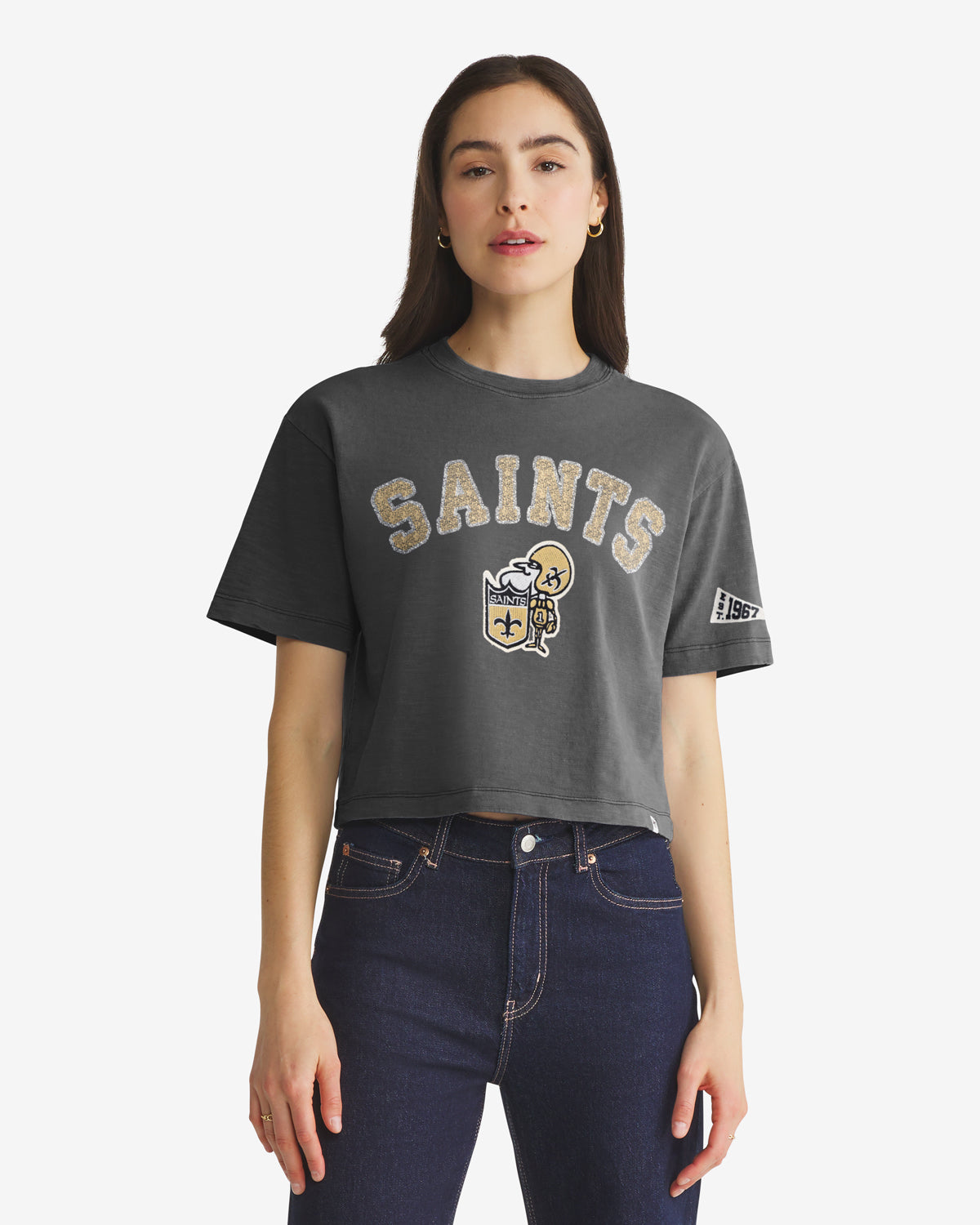 NEW ORLEANS SAINTS HISTORIC ELMORE WELL WORN '47 HEAVY SLUB TEE WOMENS
