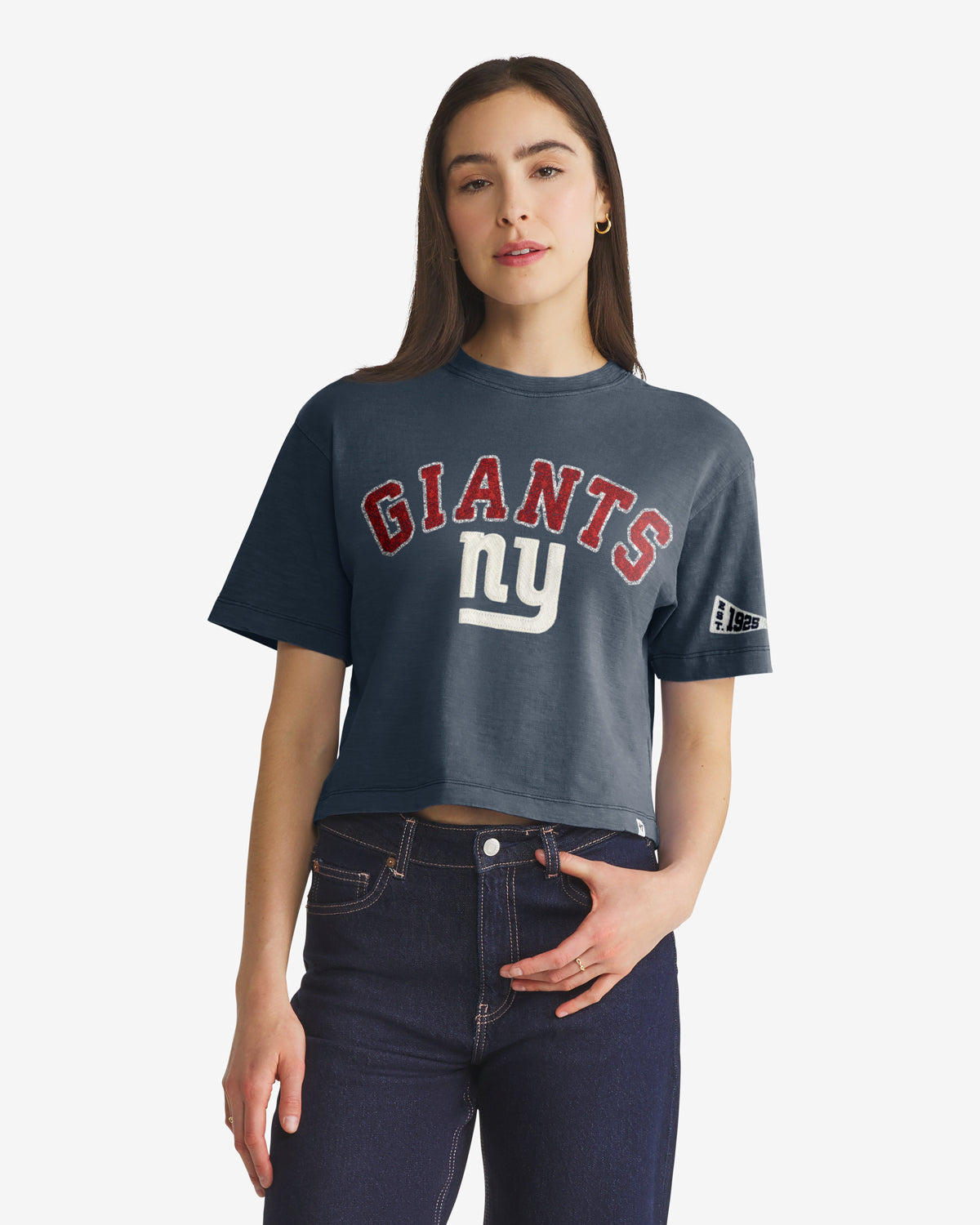 NEW YORK GIANTS HISTORIC ELMORE WELL WORN '47 HEAVY SLUB TEE WOMENS