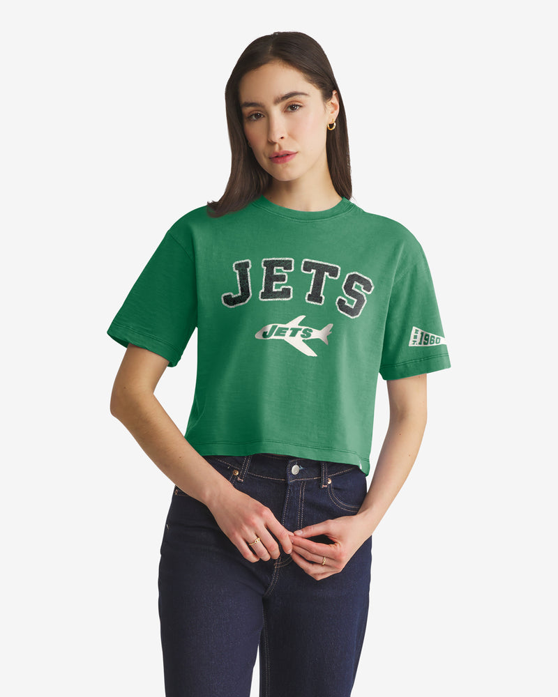 NEW YORK JETS HISTORIC ELMORE WELL WORN '47 HEAVY SLUB TEE WOMENS