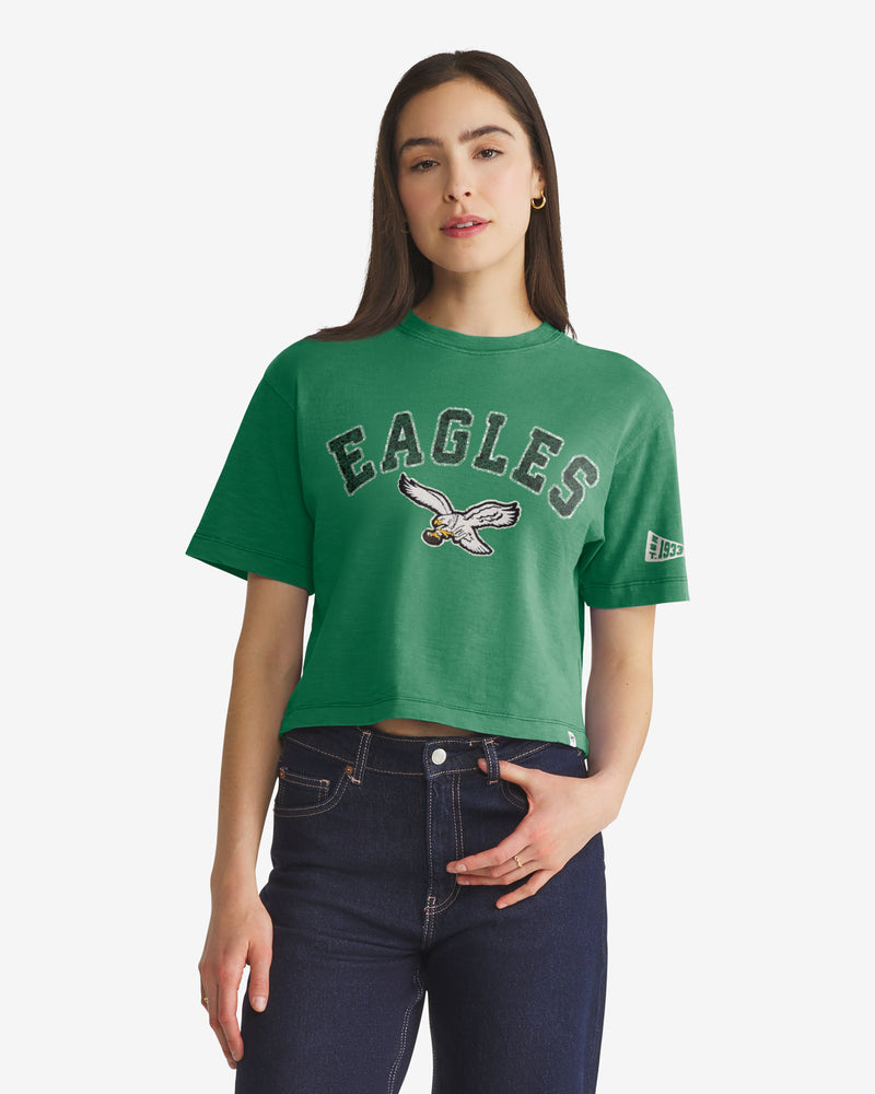 PHILADELPHIA EAGLES HISTORIC ELMORE WELL WORN '47 HEAVY SLUB TEE WOMENS