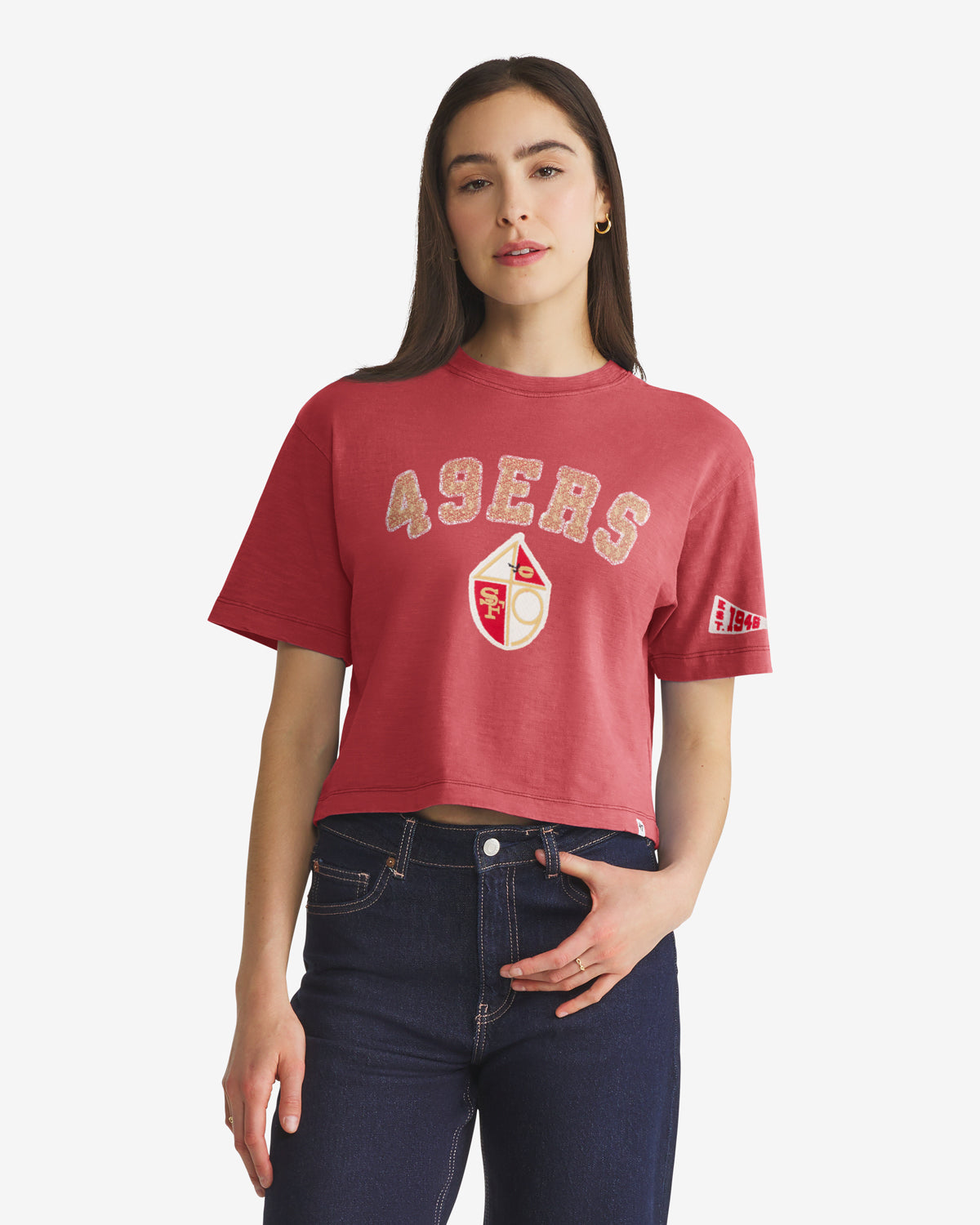 SAN FRANCISCO 49ERS HISTORIC ELMORE WELL WORN '47 HEAVY SLUB TEE WOMENS