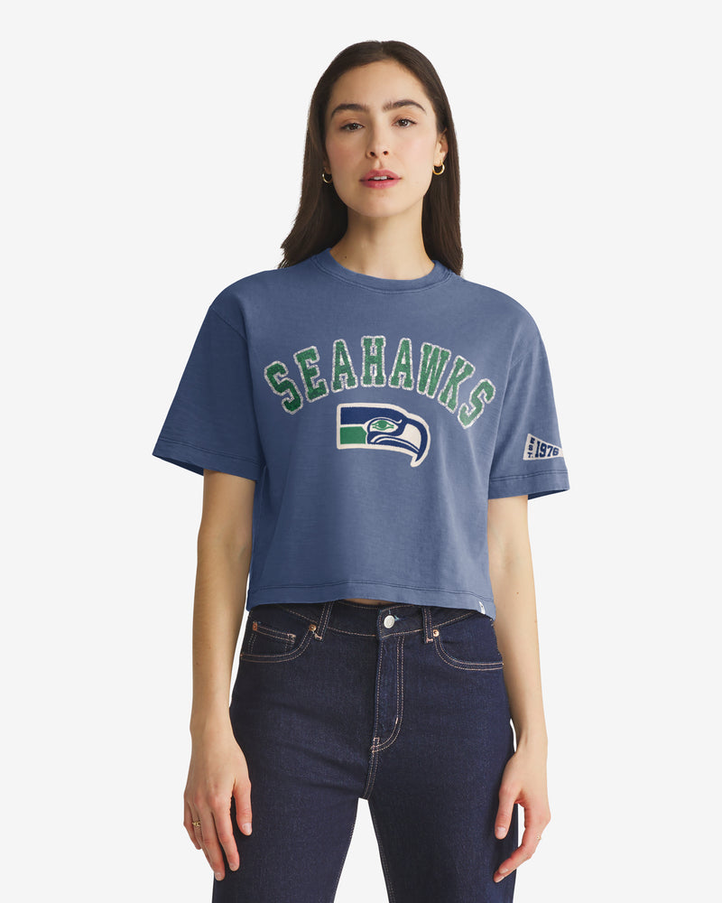 SEATTLE SEAHAWKS HISTORIC ELMORE WELL WORN '47 HEAVY SLUB TEE WOMENS