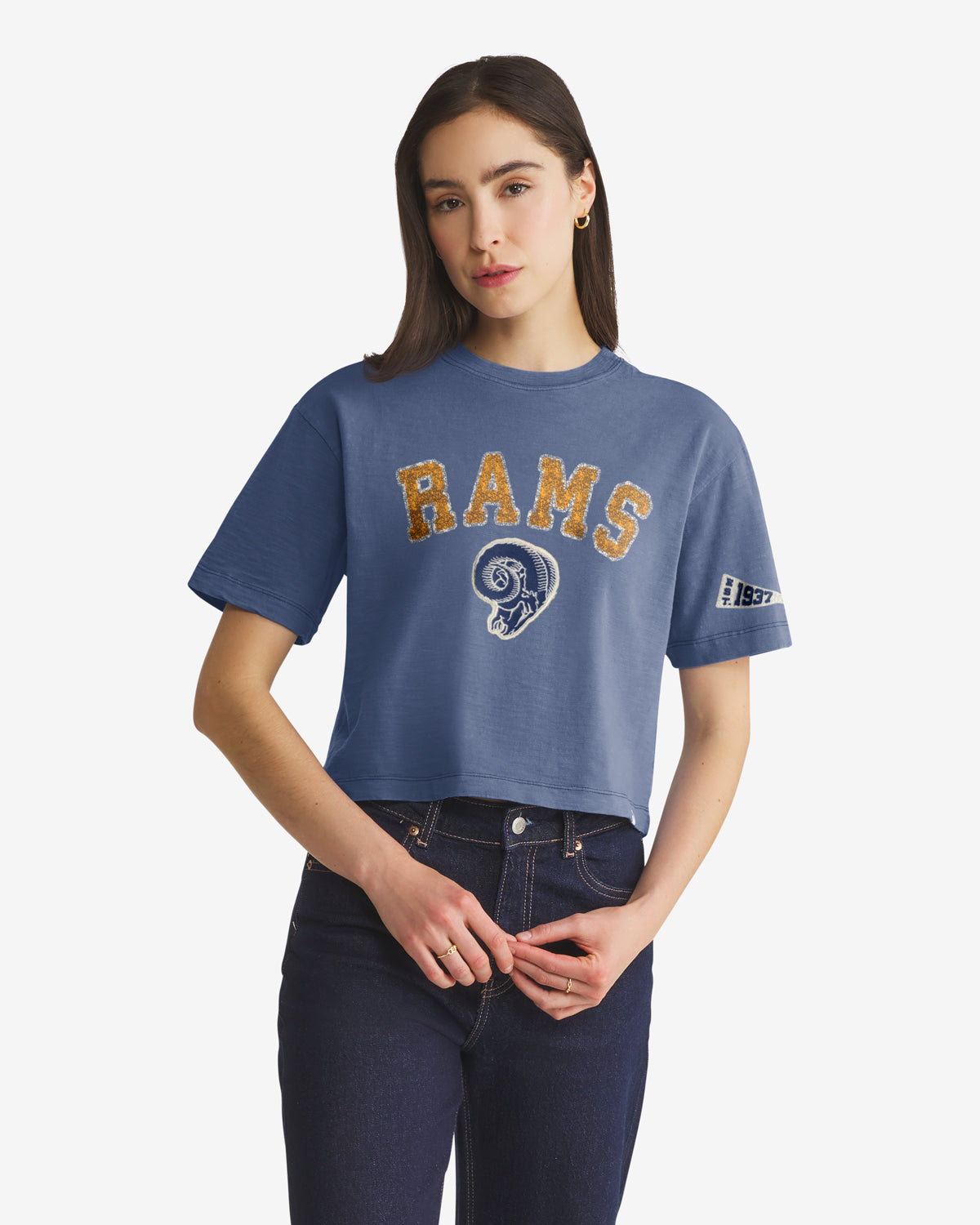 LOS ANGELES RAMS HISTORIC ELMORE WELL WORN '47 HEAVY SLUB TEE WOMENS