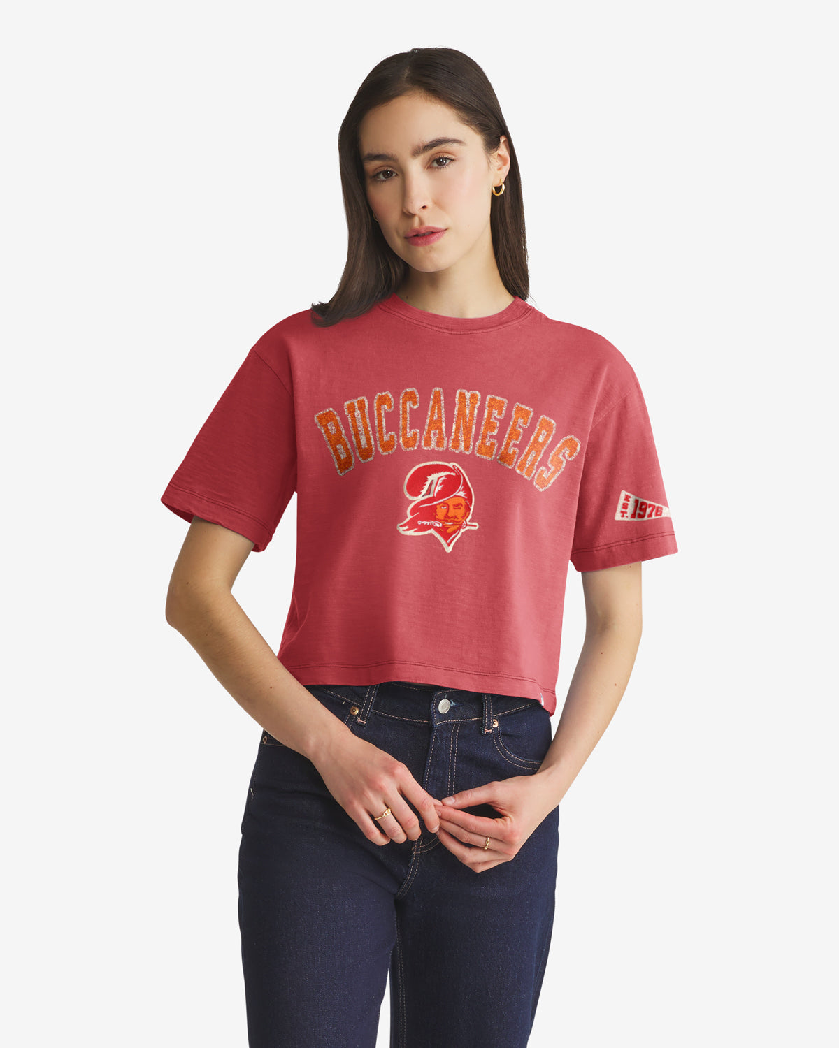 TAMPA BAY BUCCANEERS HISTORIC ELMORE WELL WORN '47 HEAVY SLUB TEE WOMENS