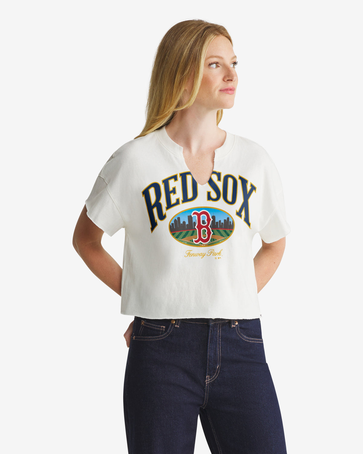 BOSTON RED SOX OPEN CITY '47 OVERSIZED NOTCH NECK TEE WOMENS