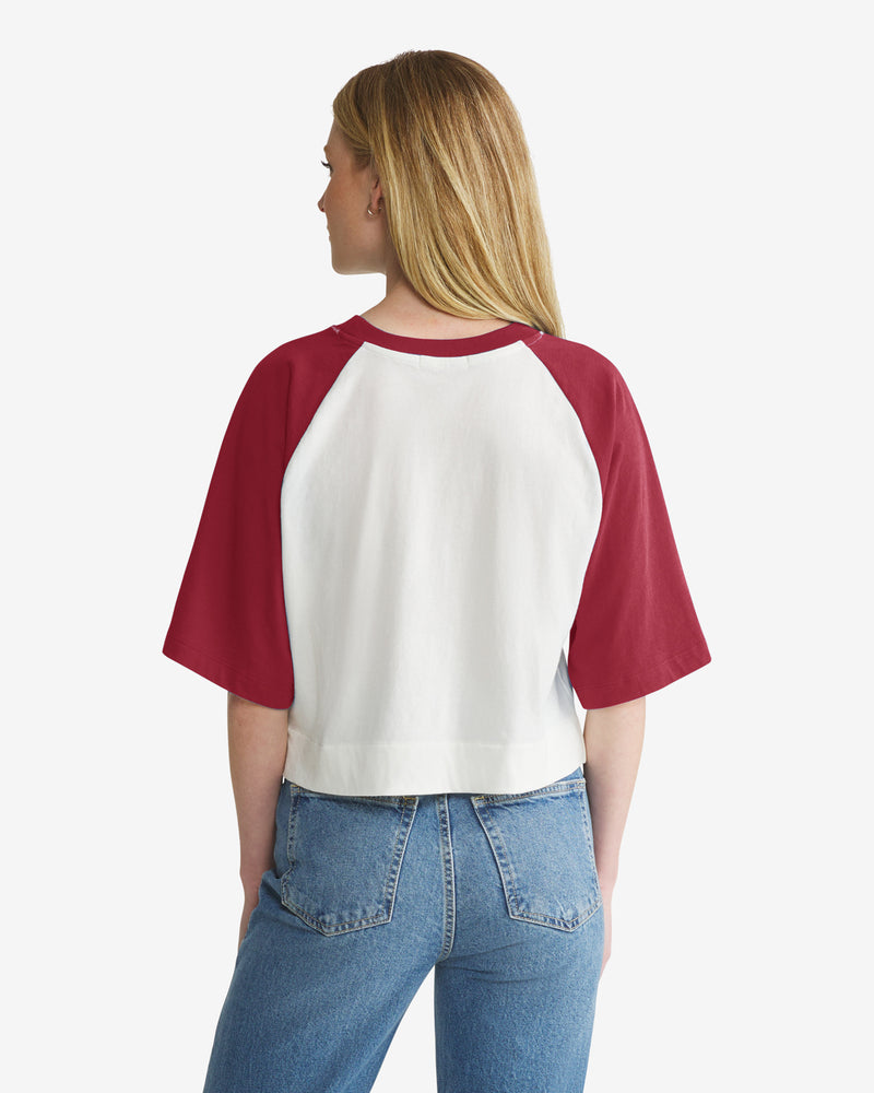 PHILADELPHIA PHILLIES INFIELD SHIFT '47 RAGLAN CROP TEE WOMENS