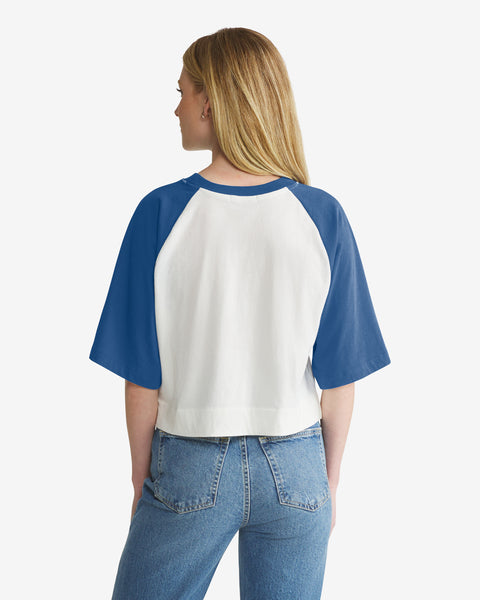 ATLANTA BRAVES COOPERSTOWN INFIELD SHIFT '47 RAGLAN CROP TEE WOMENS
