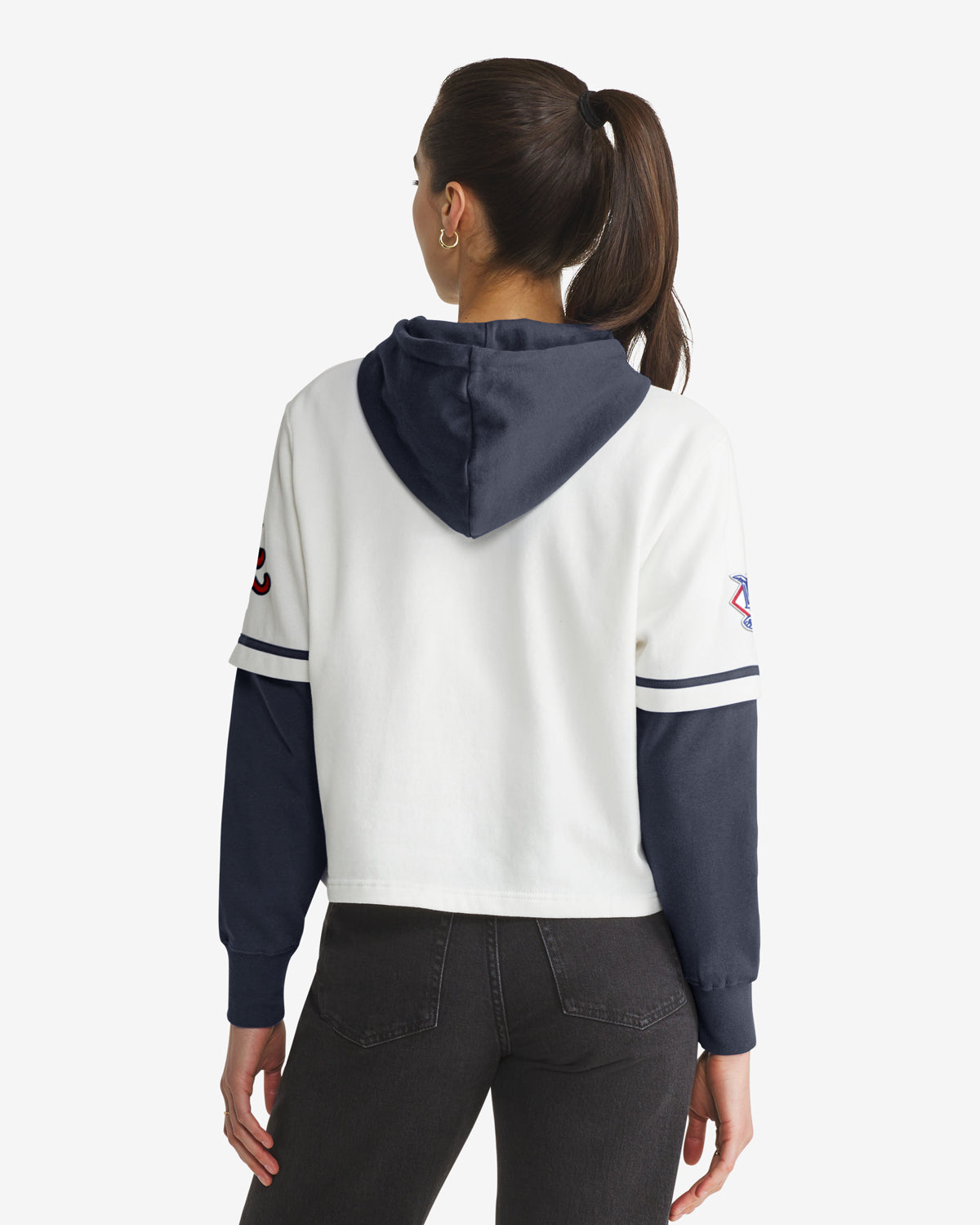 ATLANTA BRAVES TRIFECTA CROPPED '47 SHORTSTOP PULLOVER HOOD WOMENS
