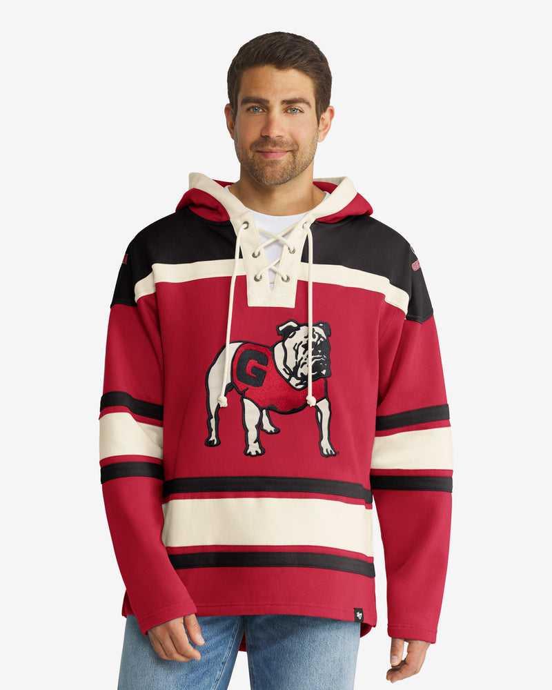 '47 Men's Georgia Bulldogs Red Lacer Pullover Hoodie, XXL