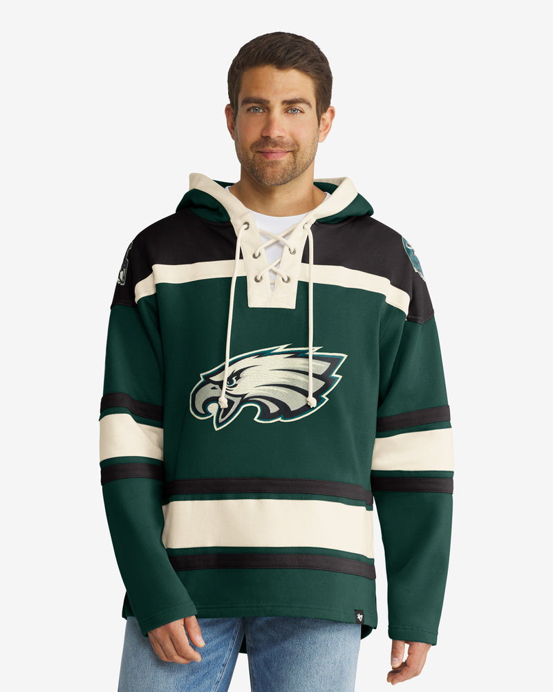 Men's '47 Midnight Green Philadelphia Eagles Superior Lacer Pullover Hoodie Size: Small