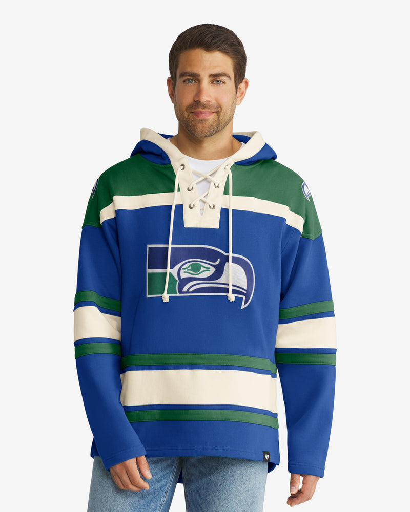 Seattle Seahawks Men's 47 Brand Blue Pullover Jersey Hoodie