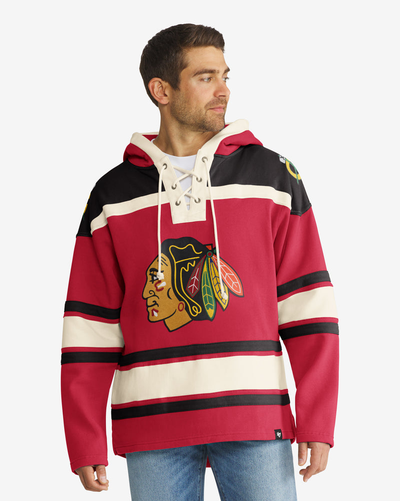 Men's '47 Red Chicago Blackhawks Superior Lacer Hoodie Size: Small